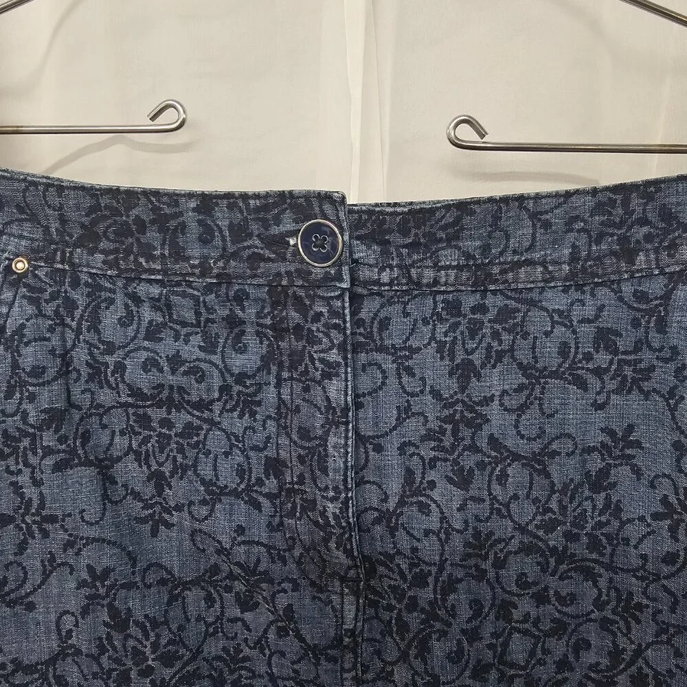 Karen Scott Blue Chambray Floral Skort Mini Boho Cottagecore 18 - Picture 4 of 10